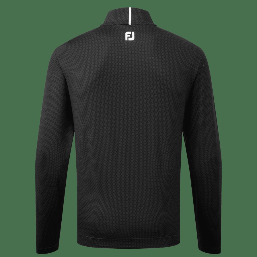 Mid Layers * | Footjoy Tonal Print Knit Chill-Out Mid Layer 80068 Black