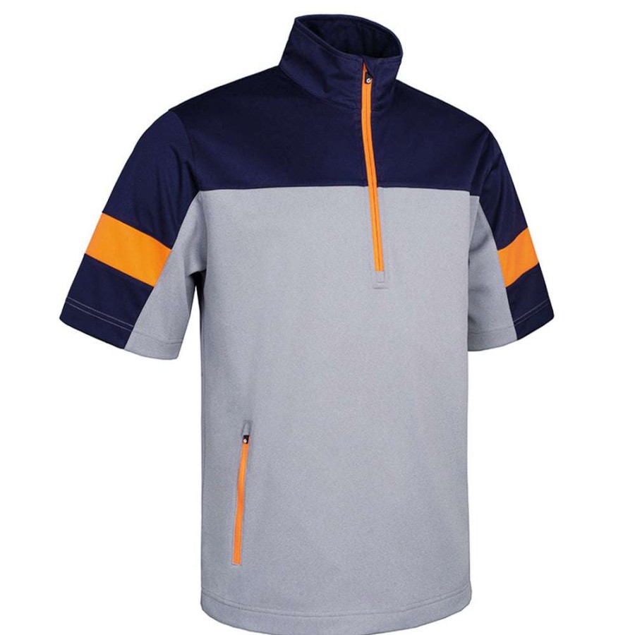 Mid Layers * | Sunderland Cortina Half Sleeve Golf Windshirt Sunmw85 Silver Marl/Navy/Lava Smnl