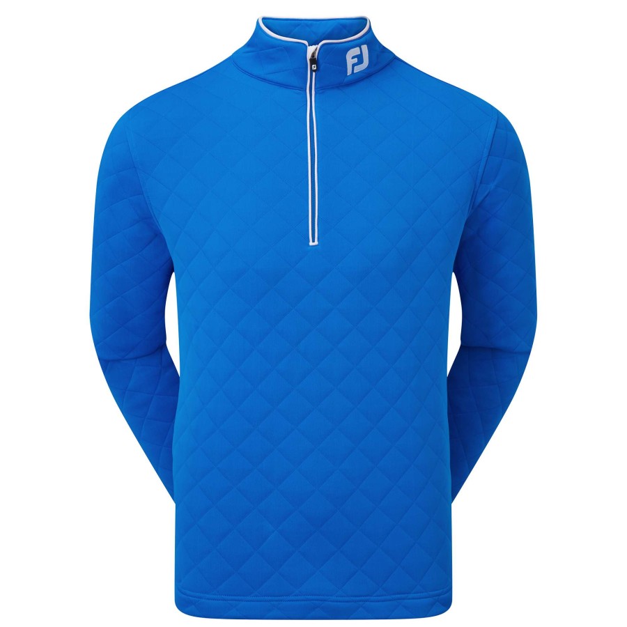 Mid Layers * | Footjoy Diamond Quilted Chill Out Golf Pullover 88454 Cobalt/White