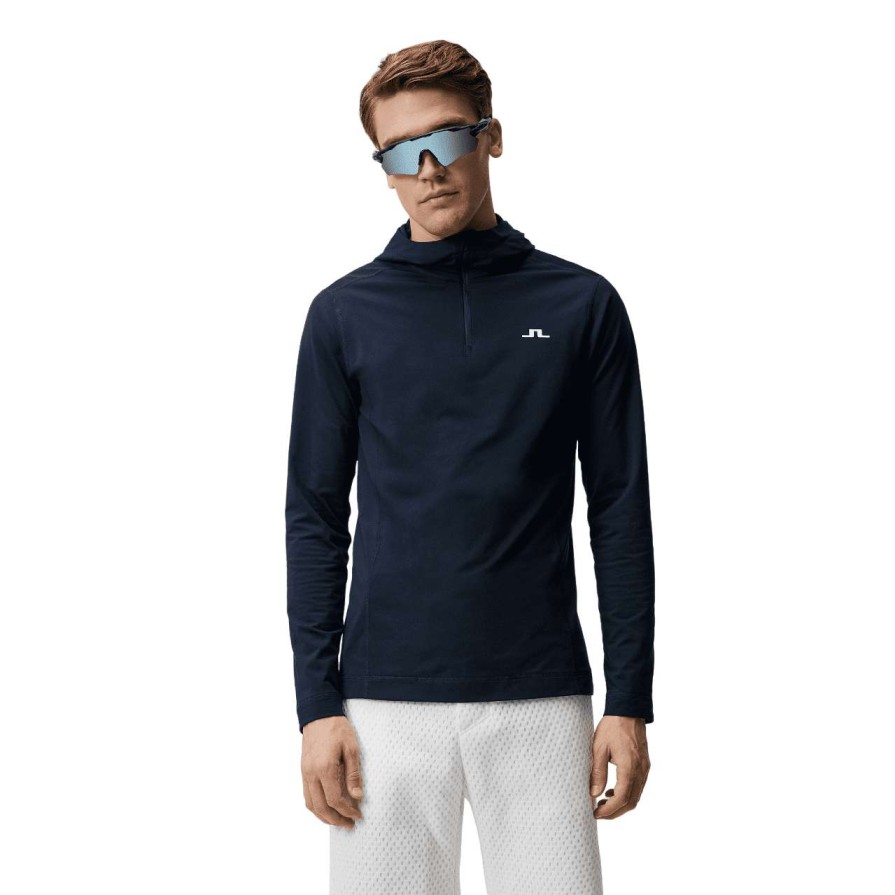 Mid Layers * | J.Lindeberg Stefan Golf Hoodie Amjs08429 Navy 6855