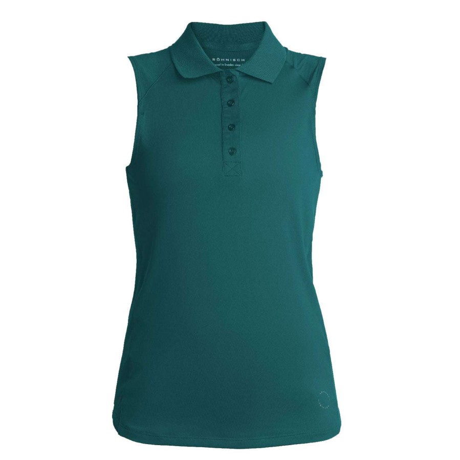 Polo Shirts * | Rohnisch Ladies Rumi Sleeveless Golf Polo Shirt 111010 Deep Teal S241