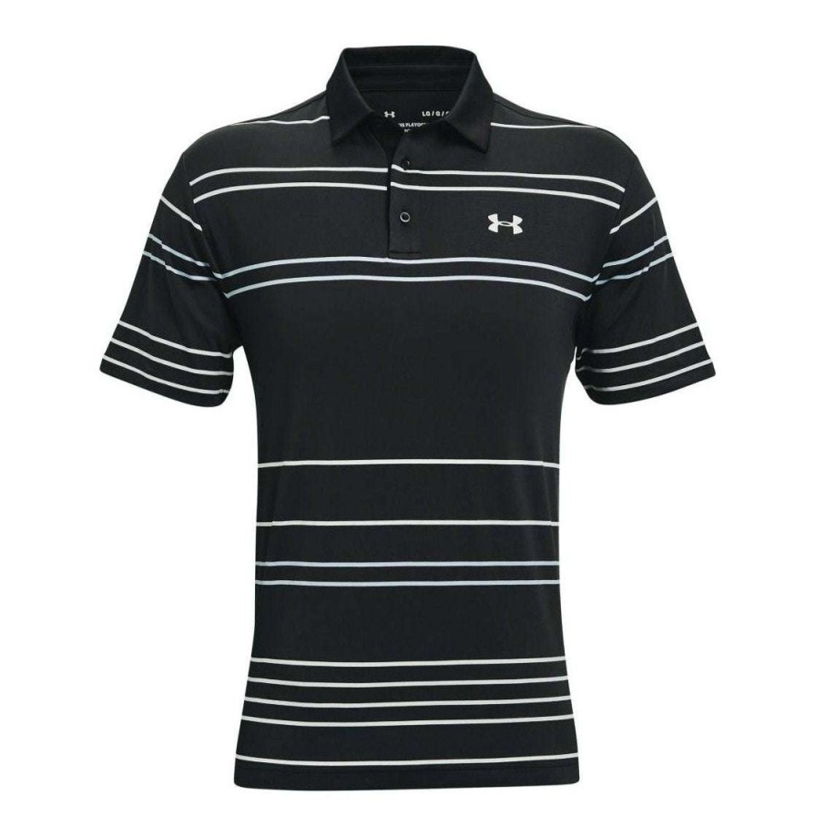 Shirts * | Under Armour Playoff 2.0 Pitch Stripe Golf Polo Shirt 1327037 Black 027