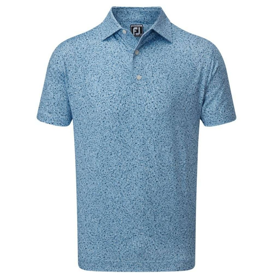 Shirts * | Footjoy Granite Print Lisle Golf Shirt 88417 Dusk Blue