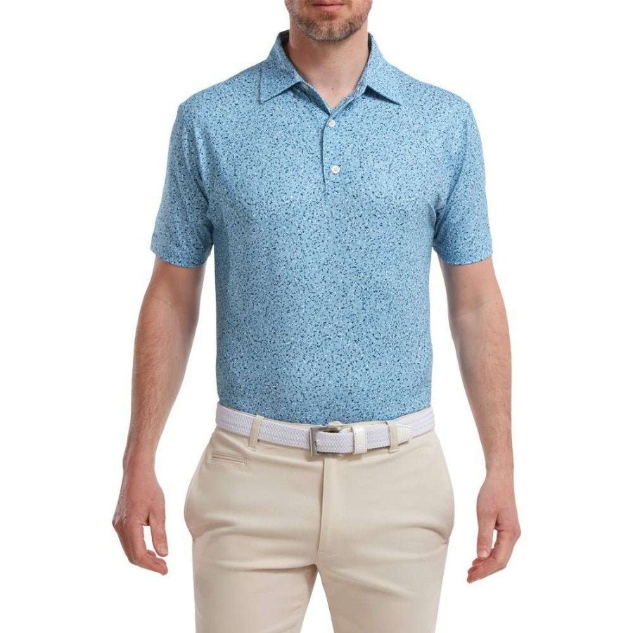 Shirts * | Footjoy Granite Print Lisle Golf Shirt 88417 Dusk Blue