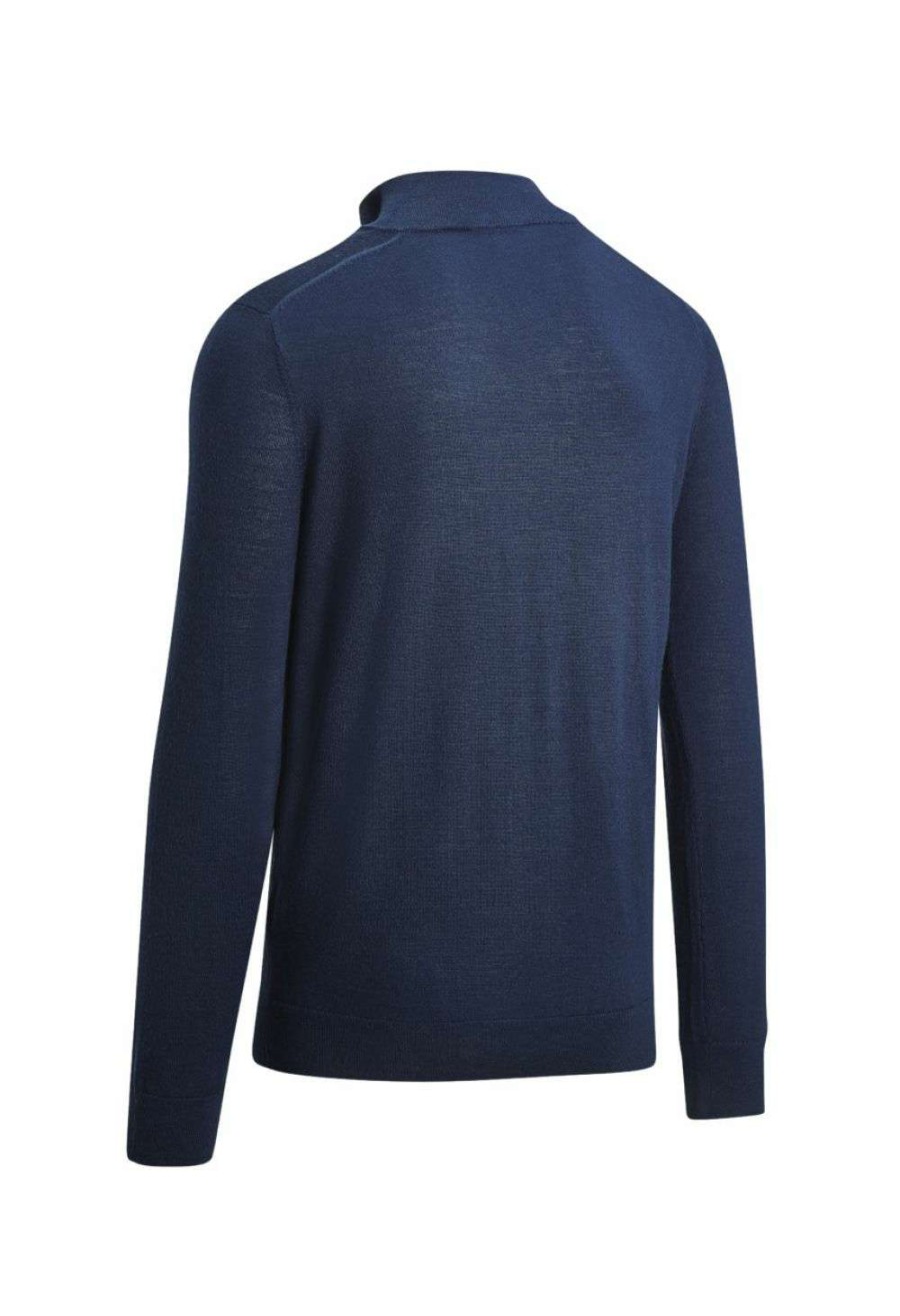 Mid Layers * | Callaway Blended Merino 1/4 Zip Golf Sweater Cggf80M1 Navy Blue-410