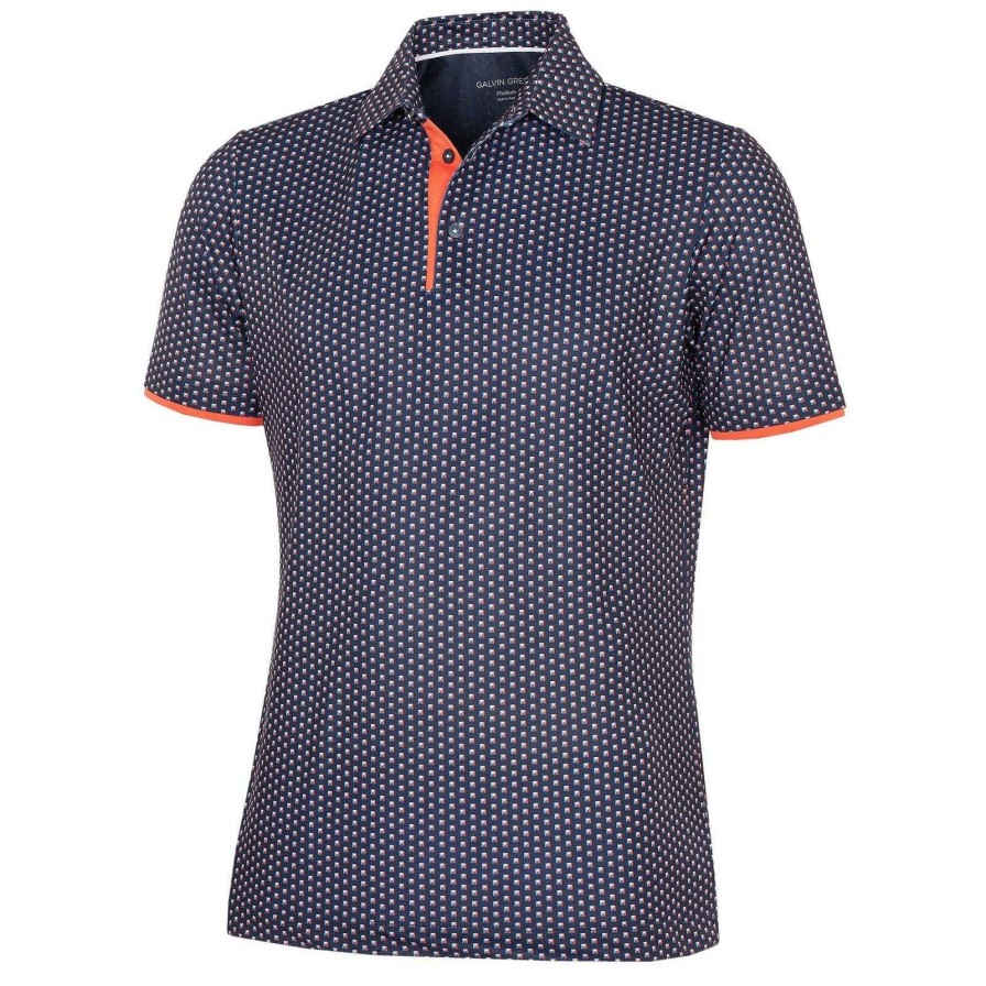 Shirts * | Galvin Green Mark Golf Shirt G1374 Navy/Orange 35