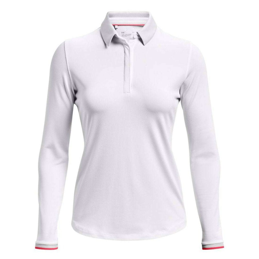 Polo Shirts * | Under Armour Ladies Zinger Ls Golf Shirt 1366351 White 100