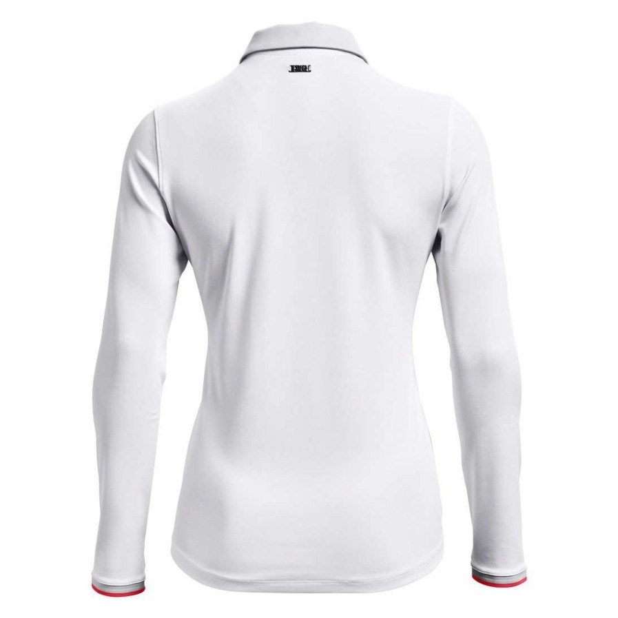 Polo Shirts * | Under Armour Ladies Zinger Ls Golf Shirt 1366351 White 100