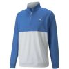 Mid Layers * | Puma Gamer Colour Block 1/4 Zip Golf Top 532985 Bright Cobalt/High Rise 06