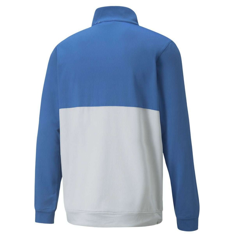 Mid Layers * | Puma Gamer Colour Block 1/4 Zip Golf Top 532985 Bright Cobalt/High Rise 06