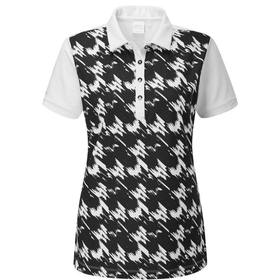 Polo Shirts * | Ping Ladies Etta Golf Polo Shirt P93560 Black/White 090