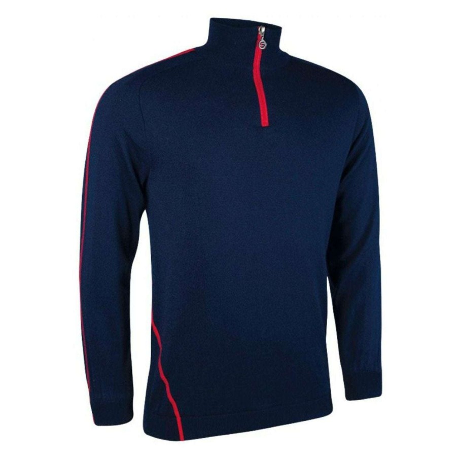 Mid Layers * | Sunderland Hamsin Lined Golf Sweater Sunml29 Navy/Red