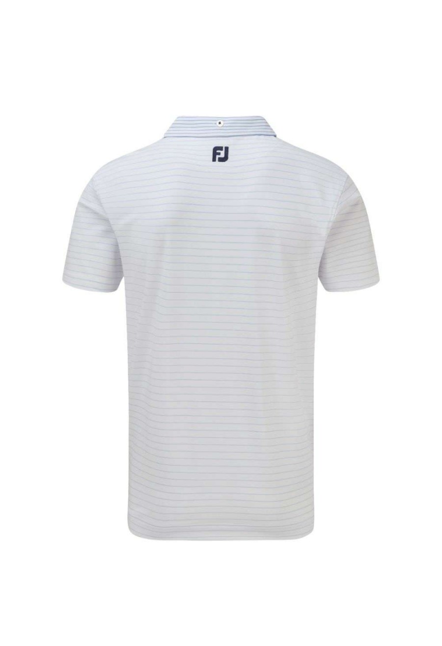 Shirts * | Footjoy Lisle Pinstripe Mix Golf Polo Shirt 84420 White Lagoon