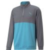 Mid Layers * | Puma Gamer Colour Block 1/4 Zip Golf Top 532985 Quiet Shade/Dusty Aqua 14