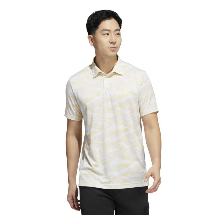 Shirts * | Adidas Horizon Print Golf Polo Shirt Hf6501 White/Bliss/Almost Yellow