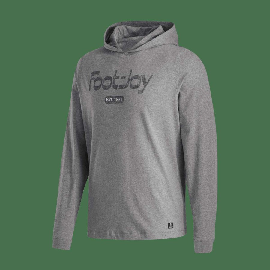 Mid Layers * | Footjoy Heritage Hooded Golf Sweater 27696 Grey