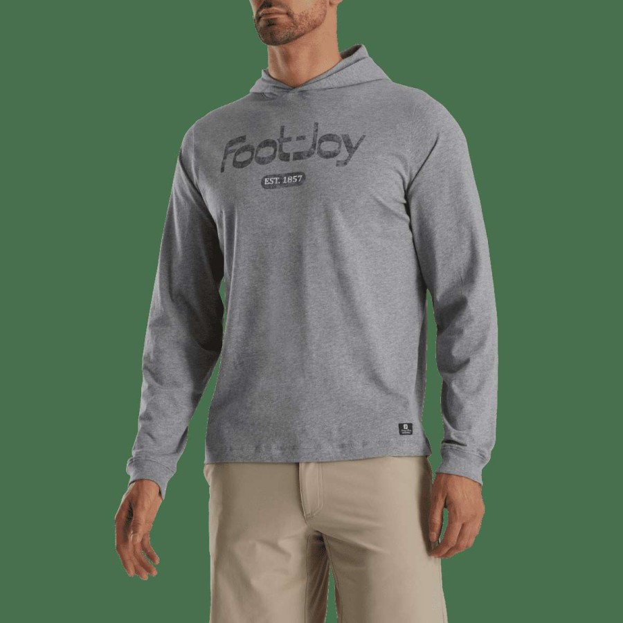 Mid Layers * | Footjoy Heritage Hooded Golf Sweater 27696 Grey