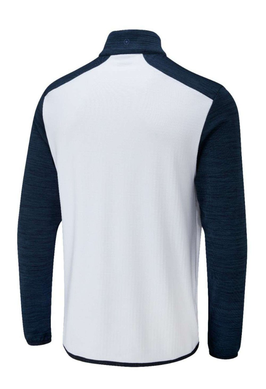 Mid Layers * | Ping Edison 1/2 Zip Golf Top P03411 White/Oxford Blue Marl Wob