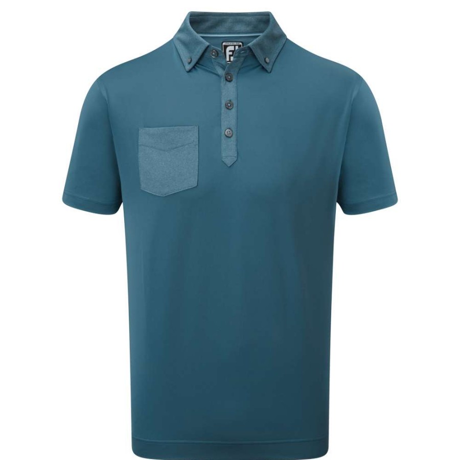 Shirts * | Footjoy Tonal Trim With Pocket Golf Shirt 88378 Ink