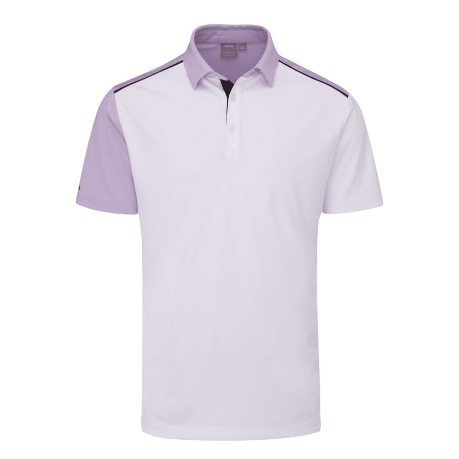 Shirts * | Ping Mack Golf Polo Shirt P03576 White/Cool Lilac Multi Wcl9