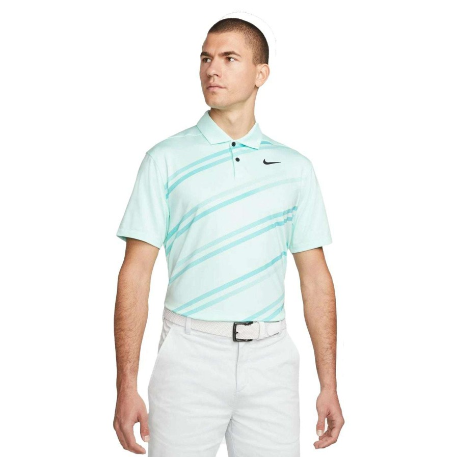 Shirts * | Nike Vapor Dry Stripe Golf Shirt Dh0791 Mint Foam 379