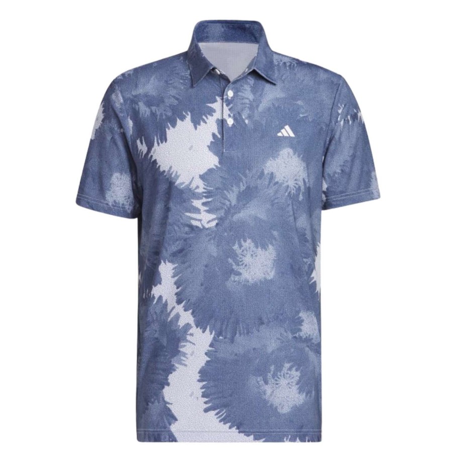 Shirts * | Adidas Flower Mesh Print Golf Polo Shirt Hs1131 White/Collegiate Navy