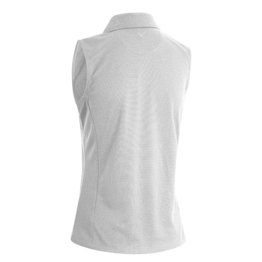 Polo Shirts * | Callaway Ladies Sleeveless Swing Tech Golf Polo Cgksa0A4 Brilliant White 123