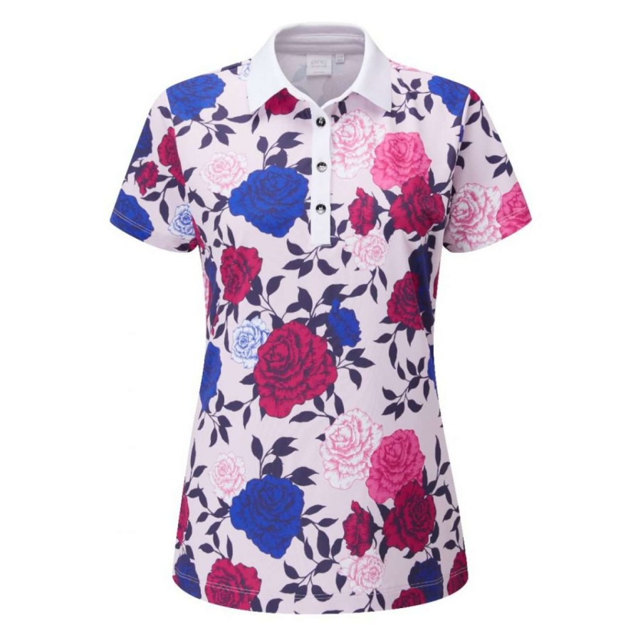 Polo Shirts * | Ping Ladies Rose Garden Golf Polo Shirt P93523 Pink Multi 501