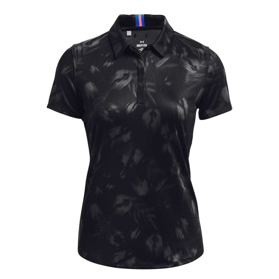 Polo Shirts * | Under Armour Ladies Zinger Blur Golf Shirt 1373638 Black/Steel 002