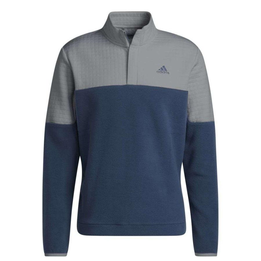 Mid Layers * | Adidas Dwr Block 1/4 Zip Golf Mid Layer Hf6528 Grey Three/Crew Navy