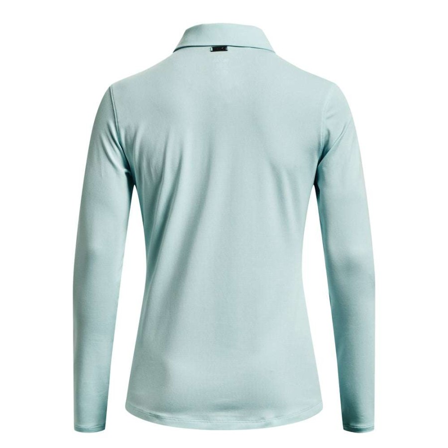 Polo Shirts * | Under Armour Ladies Zinger Microstripe Ls Golf Polo Shirt 1373637 Fuse Teal/White 469