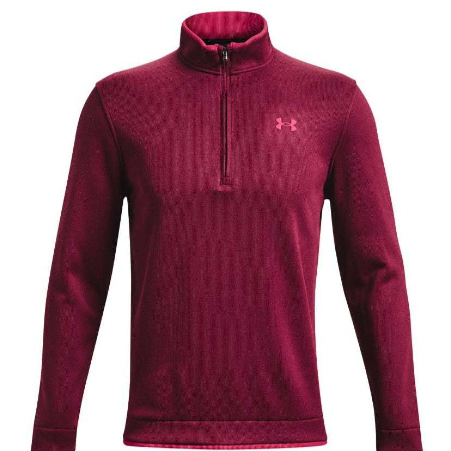 Mid Layers * | Under Armour 1/2-Zip Fleece Golf Sweater 1359971 Pink 656