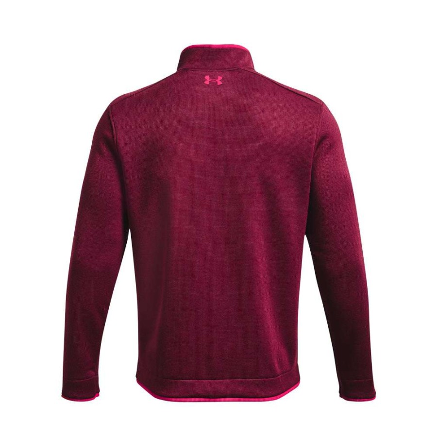 Mid Layers * | Under Armour 1/2-Zip Fleece Golf Sweater 1359971 Pink 656