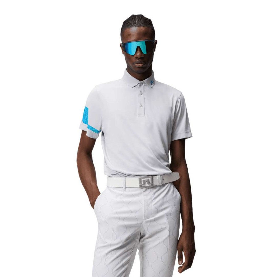 Shirts * | J.Lindeberg J. Lindeberg Heath Golf Polo Shirt Gmjt07621 Light Grey Melange U199