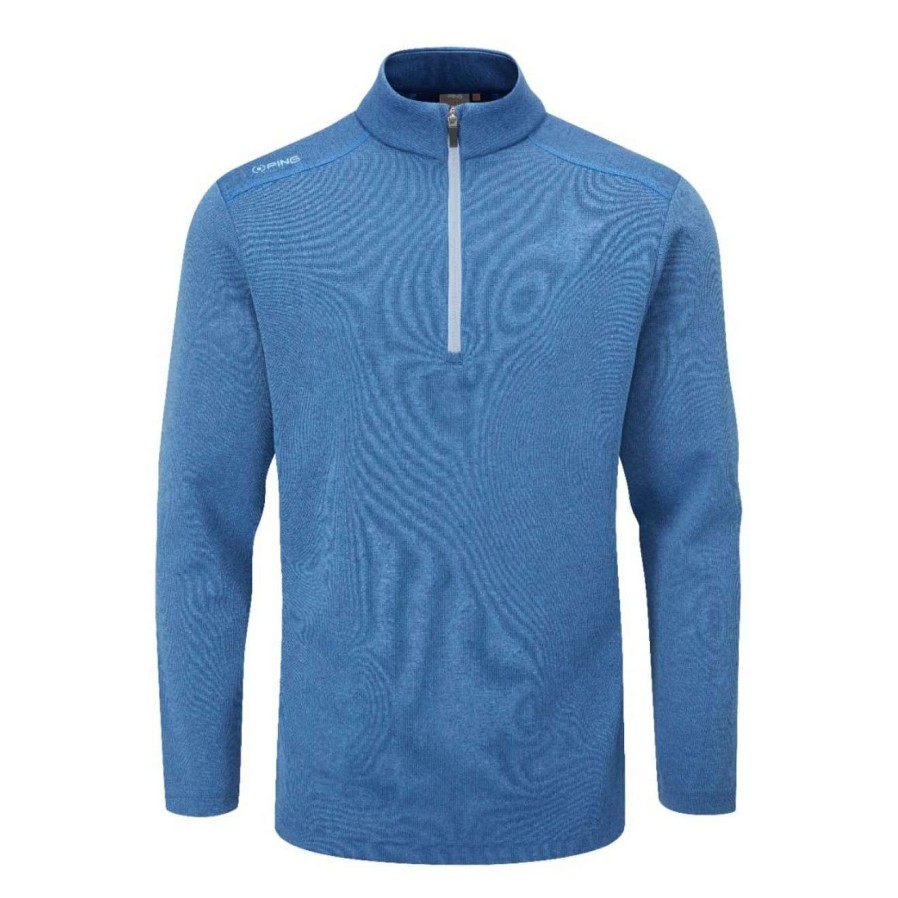 Mid Layers * | Ping Ramsey 1/4 Zip Golf Mid Layer P03356 Delph Blue Marl Dm7